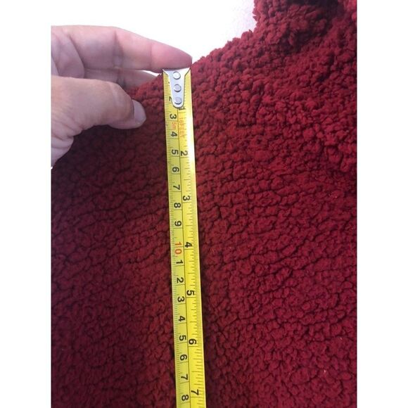 Red Sherpa Jacket with Hoodie Size Large Full Zip Pockets NWT Unisex - Picture 6 of 7